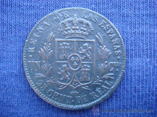 Monedas de Espa&ntilde;a: ISABEL II, 25-CENTIMOS DE REAL,1855 - Foto 2