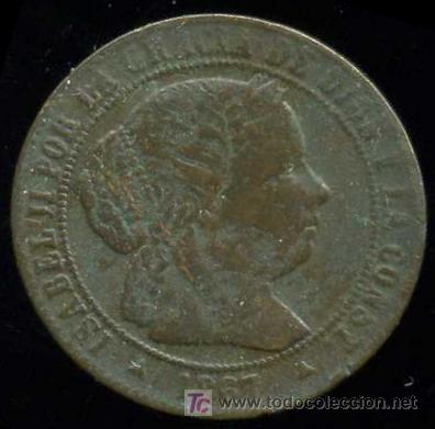 Monedas de Espa&ntilde;a: ISABEL II : 1/2 Centimo de Escudo 1867 Segovia - Foto 1