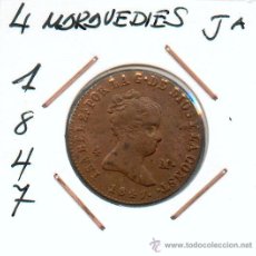 Monedas de España: ISABEL II. 4 MARAVEDIES AÑO 1847 JUBIA. CON CASI TODO SU BRILLO ORIGINAL
