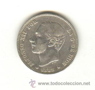Moedas de Espanha: 44- BONITAS DOS PESETAS A&Ntilde;O 1882 ESTRELLAS POCO VISIBLES