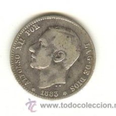Monedas de España: 44- BONITA PESETA AÑO 1883 ALFONSO XII ESTRELLAS NO VISIBLES