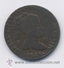 Monedas de Espa&ntilde;a: ISABEL II- 8 MARAVEDIS- 1844-SEGOVIA - Foto 1