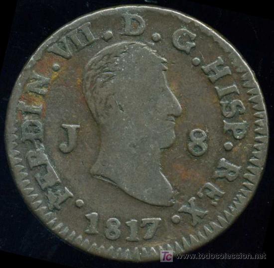 Monedas de Espa&ntilde;a: FERNANDO VII : 8 Maravedis 1817  Jubia - Foto 1