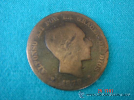 Monedas de Espa&ntilde;a: 10 C&Eacute;NTIMOS DE ALFONSO XII, DE 1878. EN , CON MUCHOS RELIEVES. - Foto 1
