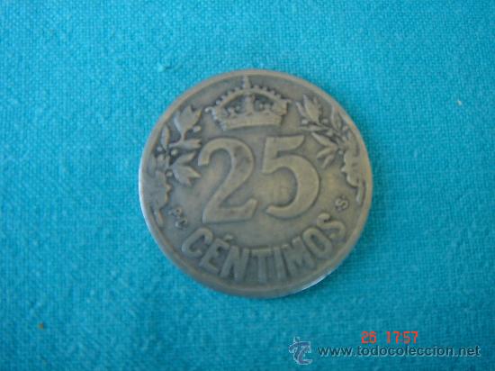 Monedas de Espa&ntilde;a: 25 C&Eacute;NTIMOS DE 1925, EN -CON MUCHOS RELIEVES-- - Foto 1
