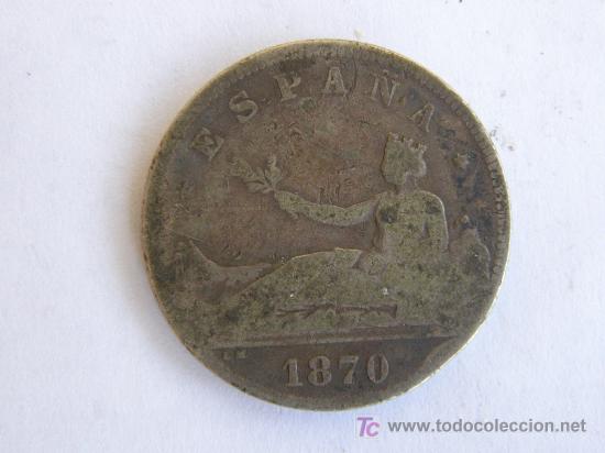 Monedas de Espa&ntilde;a: 2 PESETAS GOBIERNO PROVISIONAL 1870 ( PLATA ) - Foto 1
