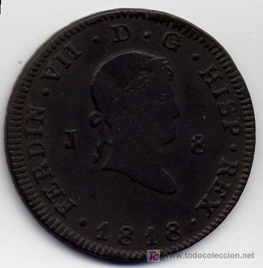 Monedas de Espa&ntilde;a: FERNANDO VII - 8 MARAVEDIS JUBIA 1818 - Foto 1