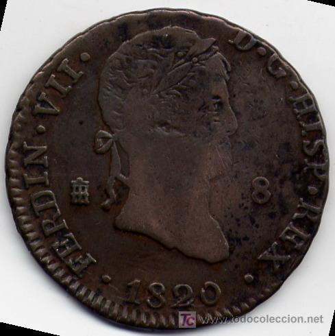 Monedas de Espa&ntilde;a: FERNANDO VII - 8 MARAVEDIS SEGOVIA 1820 - Foto 1
