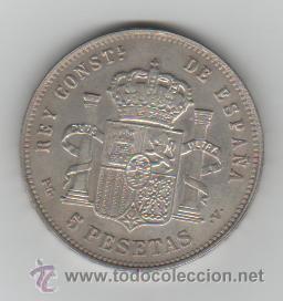 Monedas de Espa&ntilde;a: alfonso xiii 1896 5 pestas pgv - Foto 2