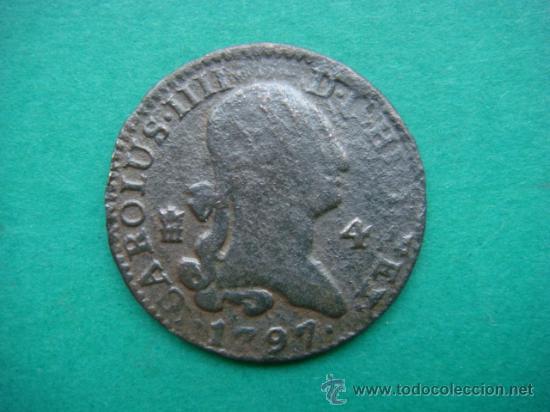 Moedas de Espanha: VARLOS, IV. 4-MARAVEDIS, SEGOVIA, 1797.