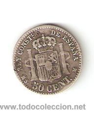 Monedas de Espa&ntilde;a: ALFONSO XII 50 CENTIMOS 1880 MSM - Foto 2