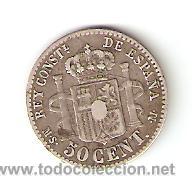 Monedas de Espa&ntilde;a: ALFONSO XII 50 CENTIMOS 1880 MSM - Foto 2