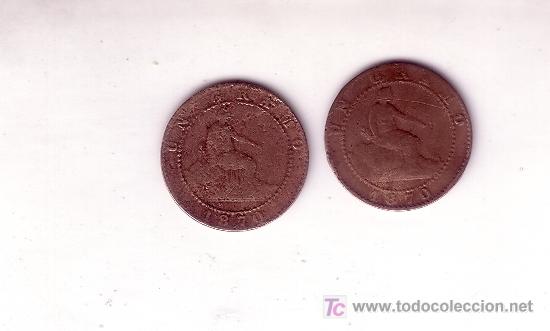 Monedas de Espa&ntilde;a: DOS MONEDAS DE 1 CENTIMO -1870-GOBIERNO PROVISIONAL - Foto 1