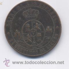 Monedas de Espa&ntilde;a: ISABEL II- 2 1/2 CENTIMO DE ESCUDO- 1867-BARCELONA - Foto 2