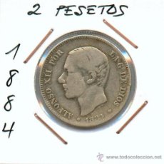 Monedas de España: 2 PESETAS DE PLATA DE ALFONSO XII AÑO 1884. ESCASA