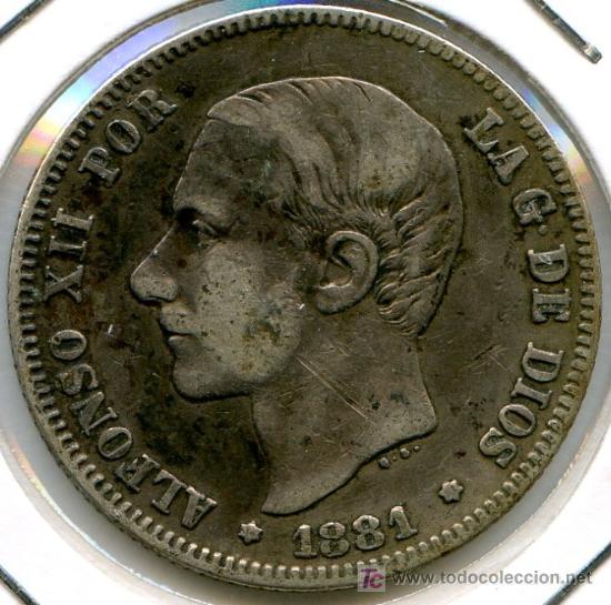 Monedas de Espa&ntilde;a: 2 Pesetas de Alfonso XII. 1881 - Foto 1