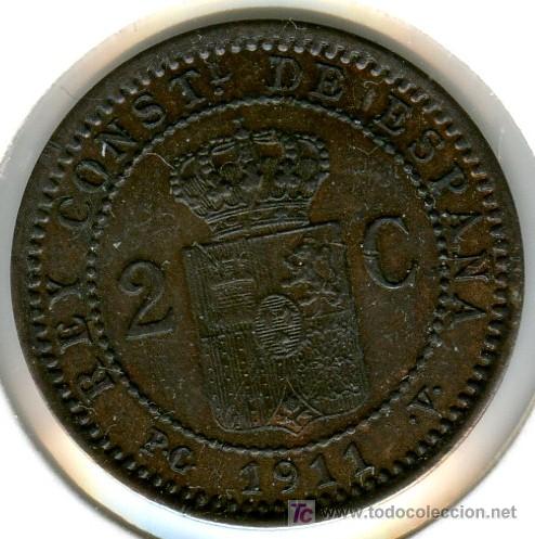 Monedas de Espa&ntilde;a: 2 Centimos de Alfonso XIII 1911 - Foto 2