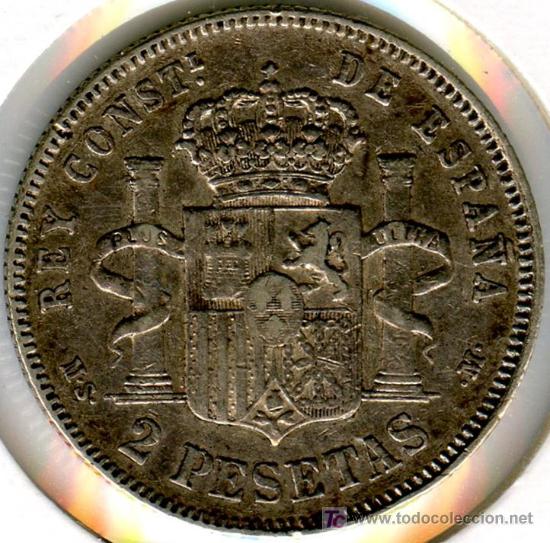 Monedas de Espa&ntilde;a: 2 Pesetas de Alfonso XII. 1882 - Foto 2