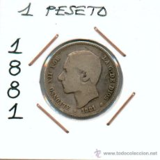 Monedas de España: RARISIMA 1 PESETA ALFONSO XII AÑO 1881 ¡¡ OJO 1881 !! ESCASISIMA. MIRA EL RESTO DE MIS ARTICULOS