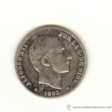 Monedas de España: 1- BARATOS 20 CENTAVOS DE PESO AÑO 1883 MANILA FILIPINAS ALFONSO XII 
