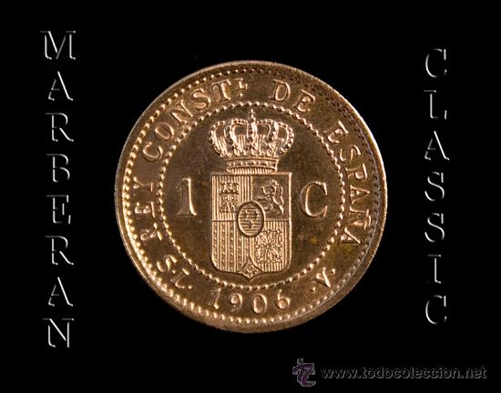 Monedas de Espa&ntilde;a: MONEDA 1 CENTIMO DE COBRE DE ALFONSO XIII 1906 * 6 - Foto 2