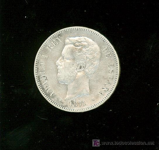 Monedas de Espa&ntilde;a: AMADEO I. 5 PESETAS. 1871. *71. EBC. - Foto 1