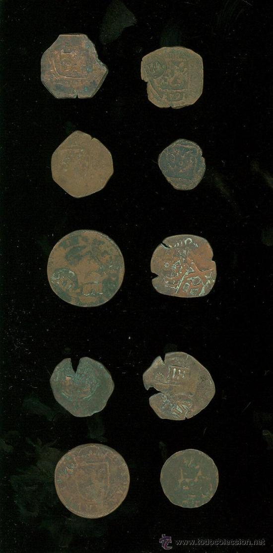 Monedas de Espa&ntilde;a: LOTE DE 10 MONEDAS RESELLADAS DE LOS AUSTRIAS. - Foto 1