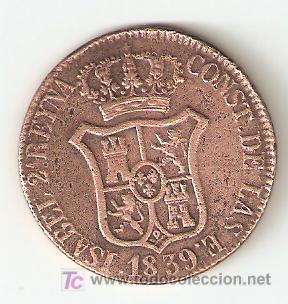 Monedas de Espa&ntilde;a: ISABEL II 1839 - 6 CUAR - Foto 2