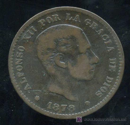 Monedas de Espa&ntilde;a: ALFONSO XII : 5 Centimos 1878  MBC- - Foto 1