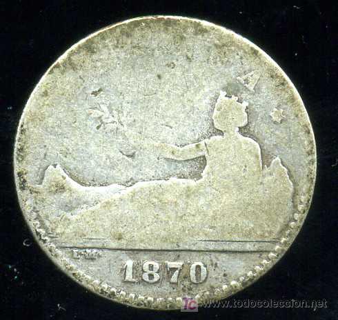 Monedas de Espa&ntilde;a: I REPUBLICA : 50 Centimos 1870 S.N.M. (Plata)