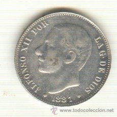 Monedas de España: 12- CURIOSA MONEDA DE DOS PESETAS AÑO 1881 ALFONSO XII FALSA EN METAL BLANCO. Lote 27183192