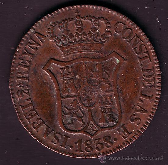 Monedas de Espa&ntilde;a: 6 CUARTOS 1838 ISABEL II - Foto 2