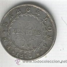 Monedas de España: MONEDA.5 PESETAS.CINCO PESETAS.AÑO 1810.JOSE NAPOLEON.OCUPACION.BARCELONA.GUERRA DE INDEPENDENCIA.