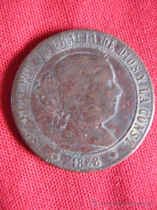 Monedas de Espa&ntilde;a: CINCO CENTIMOS ISABEL II - 1868 - Foto 3