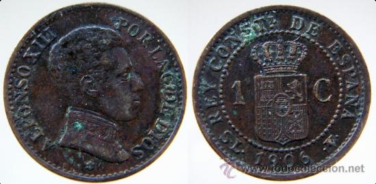 Monedas de Espa&ntilde;a: 1 centimo Alfonso XIII 1906 sin circular - Foto 1
