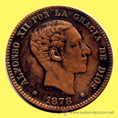 Monedas de Espa&ntilde;a: ALFONSO XII . 10 CENTIMOS 1878 . - Foto 1