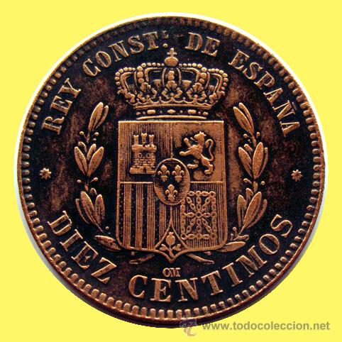 Monedas de Espa&ntilde;a: ALFONSO XII . 10 CENTIMOS 1878 . - Foto 2