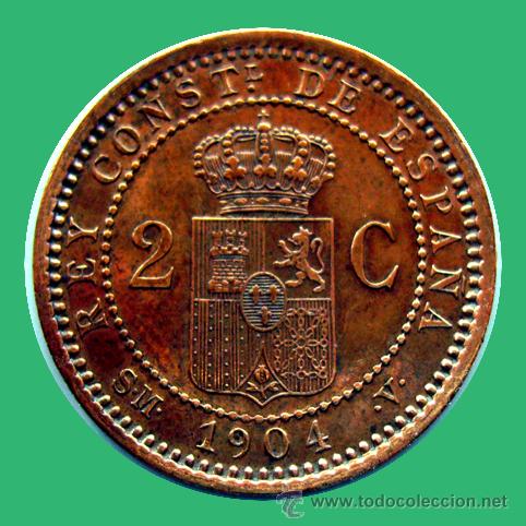 Monedas de Espa&ntilde;a: ALFONSO XIII . 2 CENTIMOS 1904 *04  SIN CIRCULAR - Foto 2