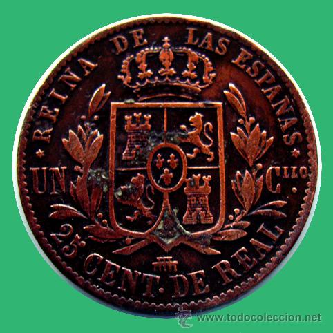 Monedas de Espa&ntilde;a: ISABEL II . 25 CENTIMOS DE REAL . 1859 - Foto 2
