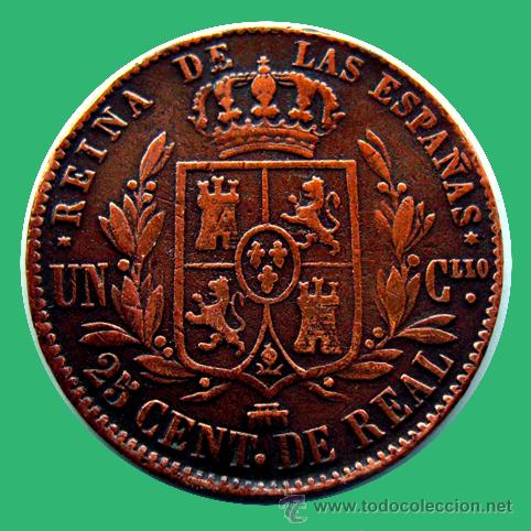 Monedas de Espa&ntilde;a: ISABEL II . 25 CENTIMOS DE REAL . 1855 - Foto 2