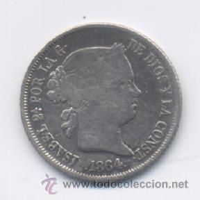 Monedas de Espa&ntilde;a: ISABEL II- 40 CENTIMOS DE ESCUDO-1864-MADRID - Foto 1