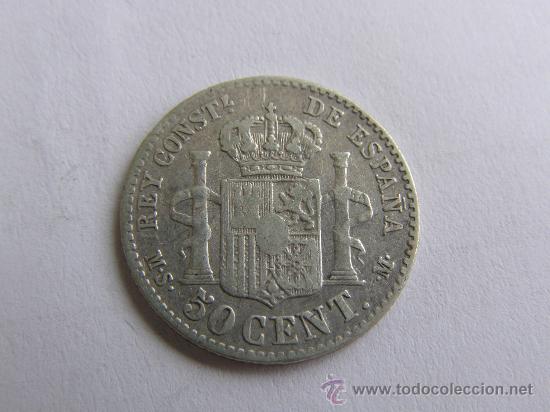 Monedas de Espa&ntilde;a: ALFONSO XII. 50 CENTIMOS.1880 8*0 - Foto 2