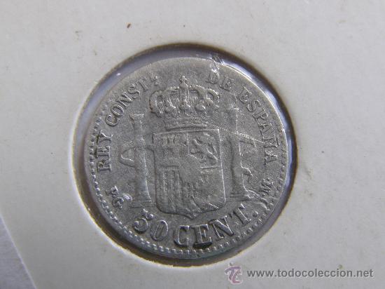 Monedas de Espa&ntilde;a: ALFONSO XIII. 50 CENTIMOS.1892 - Foto 2