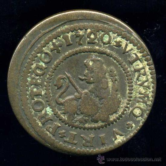 Monedas de Espa&ntilde;a: FELIPE V : 2 Maravedis 1720 Burgos - Foto 2