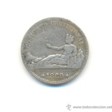 Monedas de España: 123- BARATA PESETA 1869 GOBIERNO PROVISIONAL ESTRELLAS NO VISIBLES.. Lote 28270657