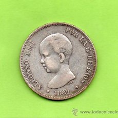 Monedas de España: MONEDA 5 PESETAS. AÑO 1889. ESTRELLAS -- 89. MPM. PELÓN. ESPAÑA. PLATA. DURO.. Lote 28284384