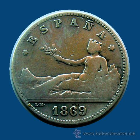 Monedas de Espa&ntilde;a: GOBIERNO PROVISIONAL . 1 PESETA 1869 - Foto 1