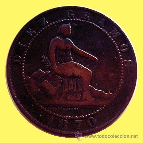 Monedas de Espa&ntilde;a: GOBIERNO PROVISIONAL . 10 CENTIMOS 1870 - Foto 1