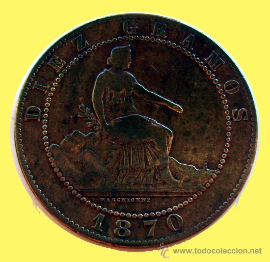Monedas de Espa&ntilde;a: GOBIERNO PROVISIONAL . 10 CENTIMOS 1870 - Foto 1