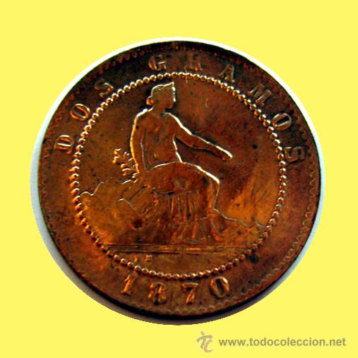 Monedas de Espa&ntilde;a: GOBIERNO PROVISIONAL . 2 CENTIMOS 1870 - Foto 2